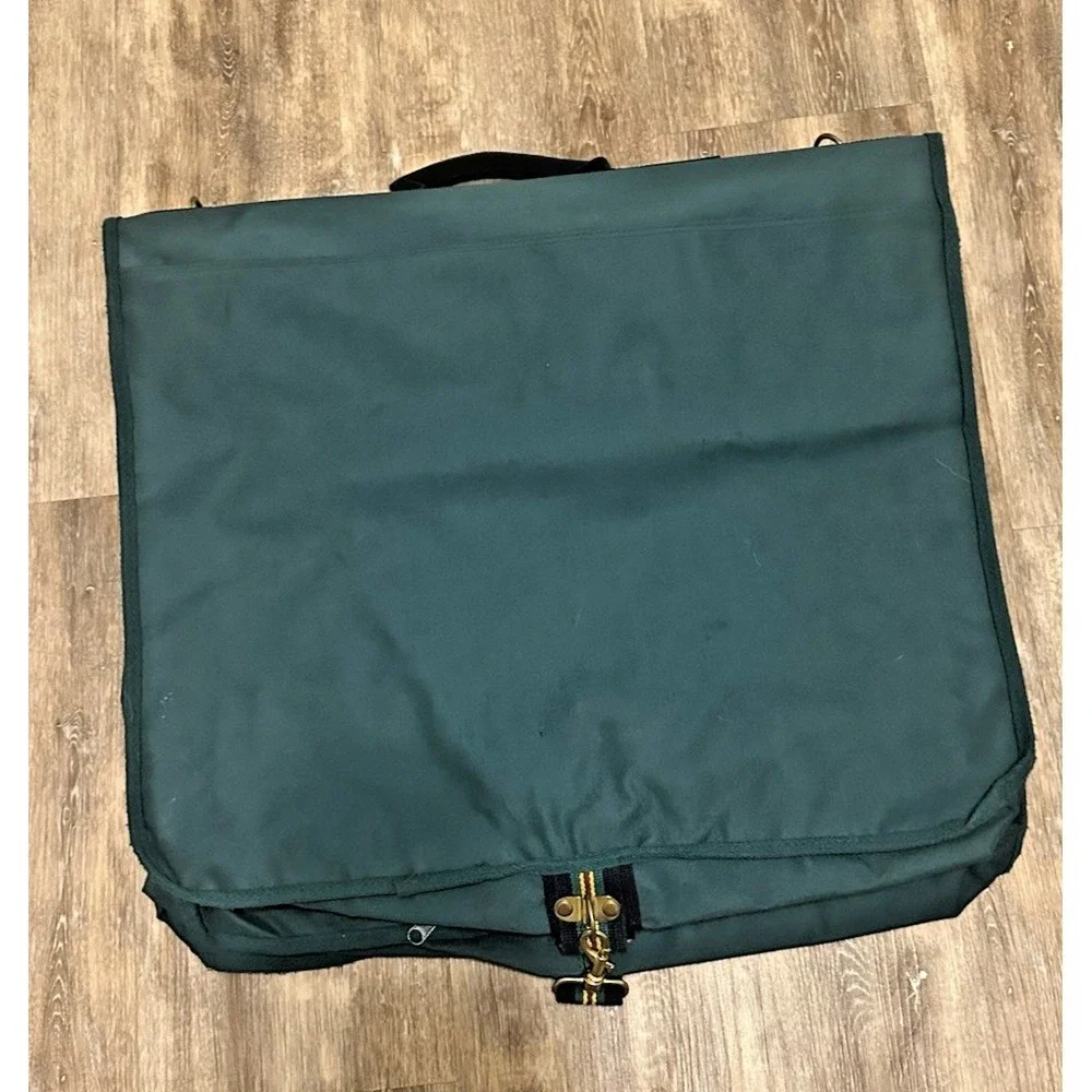 VTG Polo Ralph Lauren Green Hanging Garnet Bag Brown Stripe Logo 90s Canvas
